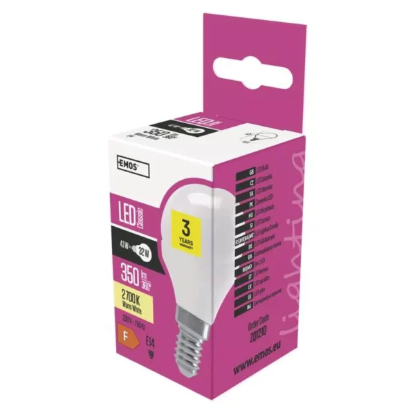 LED pirn 4W E14 WW MiniGlobe EMOS-ee - Image 2