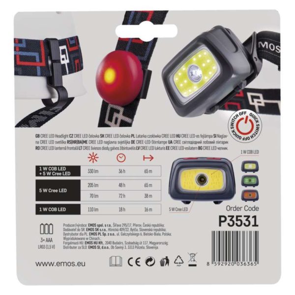 Pealamp 330lm vilega P3531 3xAAA EMOS - Image 3