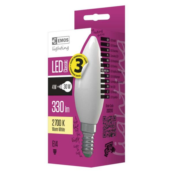 LED pirn 4W E14 WW Küünal CLS EMOS-ee - Image 2