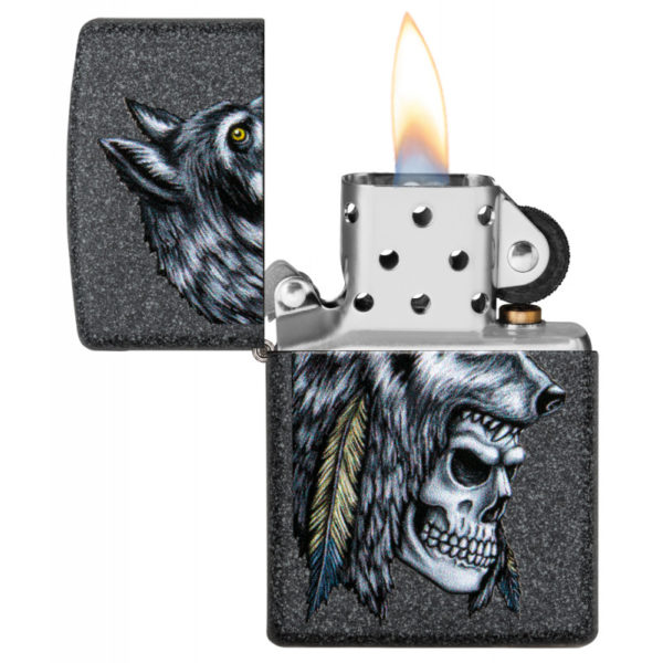 Zippo tulemasin Wolf Skull Feather Design - Image 2