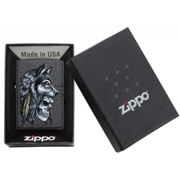 Zippo tulemasin Wolf Skull Feather Design - Image 3