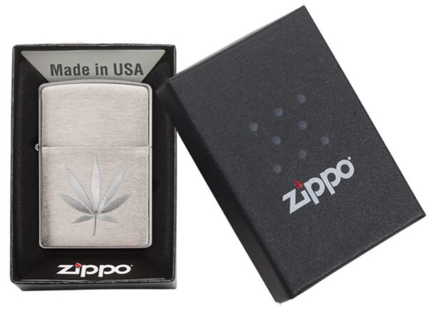 Zippo tulemasin Chrome Marijuana Leaf Design - Image 4