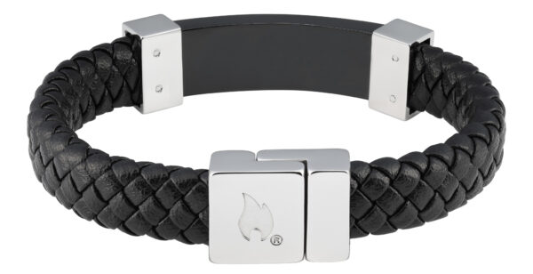 Steel Braided Leather Bracelet - Image 2