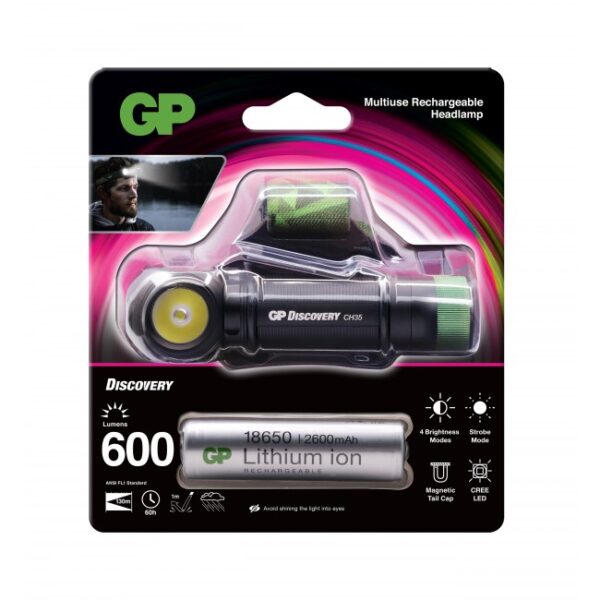 Pealamp Discovery akuga 600lm IPX4 CHR35 GP art 455025 - Image 2