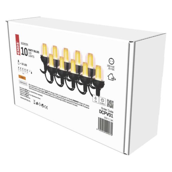 LED light chain – 10× party bulbs, 4.5 m - Image 4