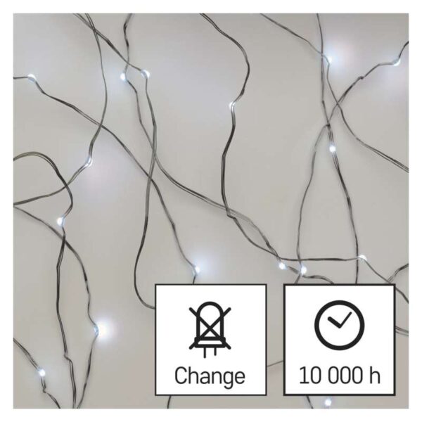LED 100 valguskett "Traat" 10m, hÃµbedane kaabel, taimer CW IP44 EMOS - Image 2