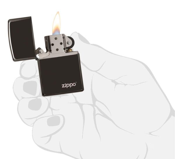 Classic High Polish Black Zippo Logo - Image 4