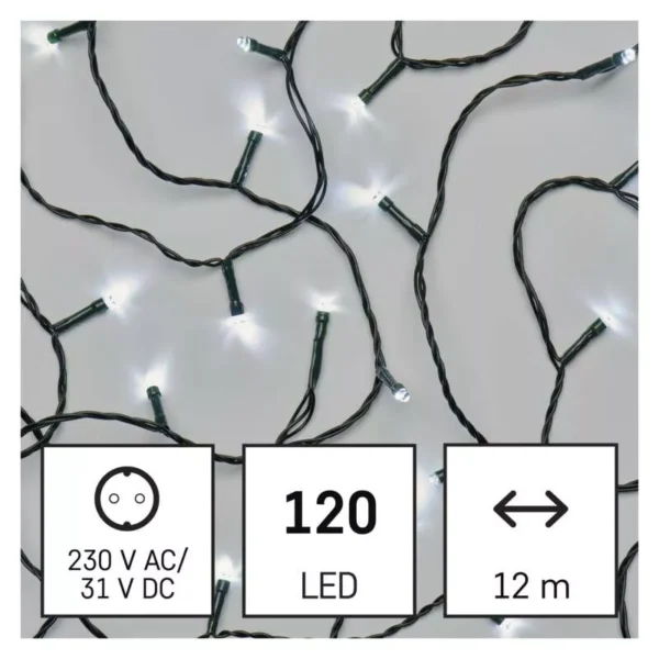 LED 120 valguskett 12m, roheline kaabel CW IP44 EMOS - Image 2