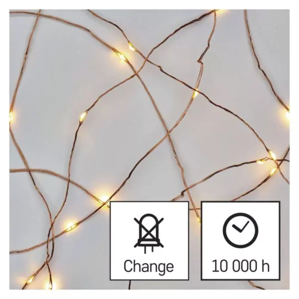 LED 20 valguskett Traat1,9m, 2xAA, pronks kaabel, taimer WW IP20 EMOS - Image 6