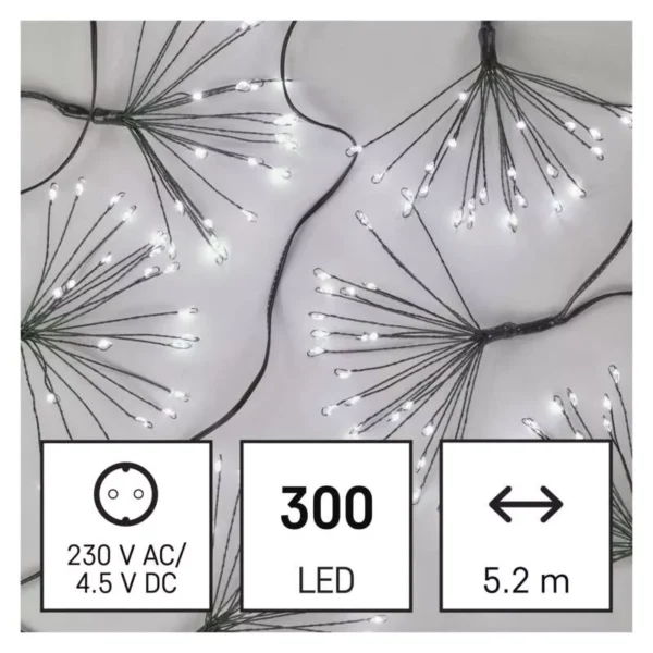 LED 300 valguskett Nano Ilutulestik 5,2m, roheline kaabel, taimer CW IP20 EMOS - Image 7