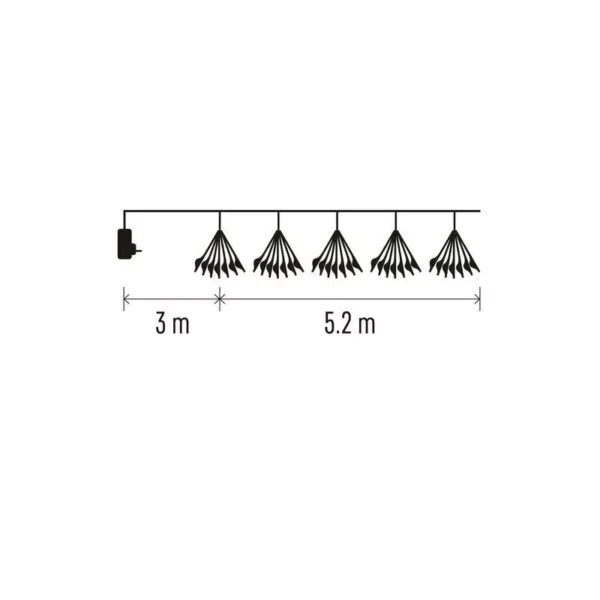 LED 300 valguskett Nano Ilutulestik 5,2m, roheline kaabel, taimer CW IP20 EMOS - Image 5