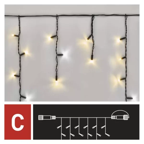 LED 50 jaapurikad, jatkatavad 0,4x3m, must kaabel Profi WW/CW IP44 EMOS - Image 2