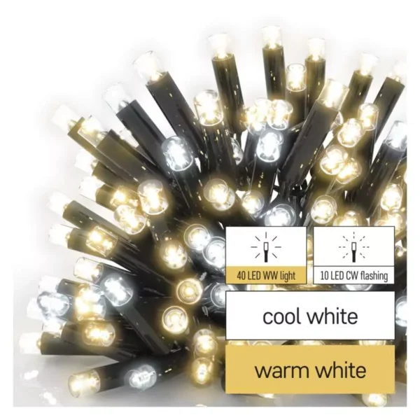 LED 50 jaapurikad, jatkatavad 0,4x3m, must kaabel Profi WW/CW IP44 EMOS - Image 7