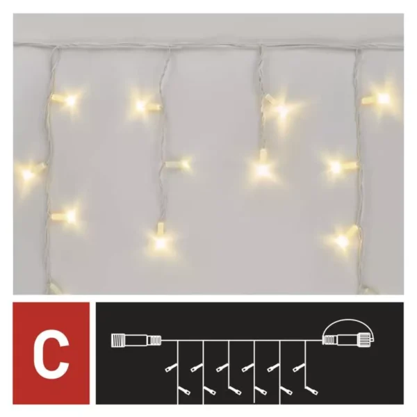 LED 50 jaapurikad, jatkatavad 0,4x3m, valge kaabel Profi WW IP44 EMOS - Image 5