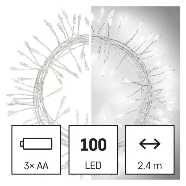 LED 100 valguskett Nano 2,4m, 3xAA taimer CW IP20 EMOS - Image 2