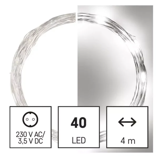 LED 40 valguskett Nano  Traat 4m, hobedane kaabel, taimer CW IP44 EMOS - Image 7