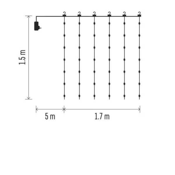 LED 180 valguskardin konsudega 1,5x1,7m, labipaistev kaabel, taimer WW IP44 EMOS - Image 7