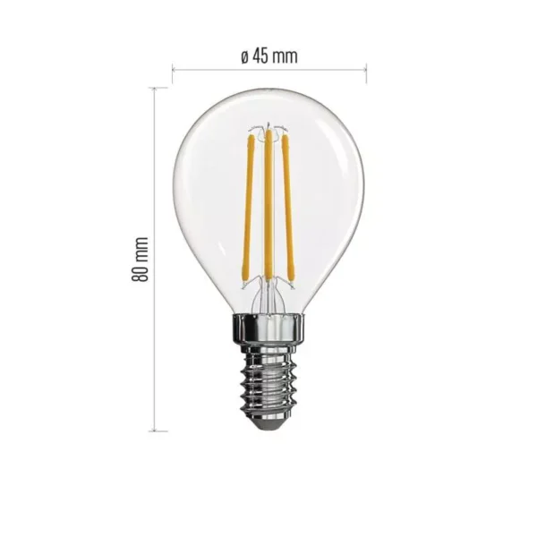 LED pirn 3,4W E14 Filament MiniGlobe WW EMOS - Image 2