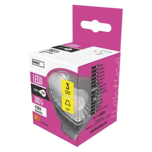 LED pirn 4,5W MR16 GU5,3 NW Classic EMOS - Image 5