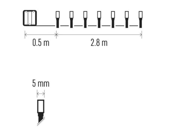 LED 40 valguskett patareidega 3xAA, taimeriga 2,8m WW IP44 EMOS — изображение 5