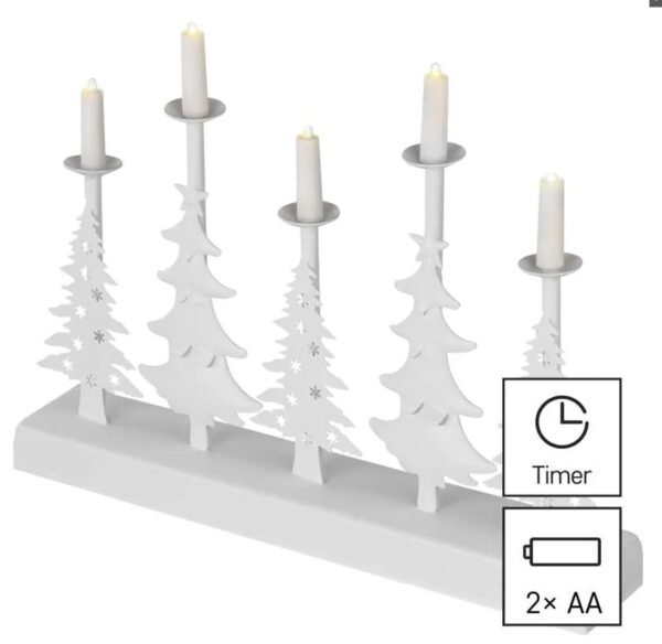 LED 5 advendiküünal Christmas Trees 24x32,5cm 2xAA, taimer WW IP20 EMOS - Image 2