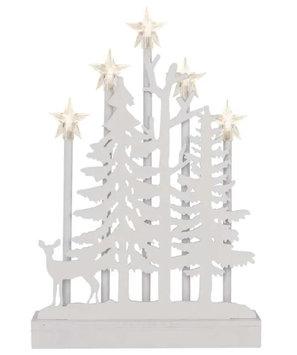 LED 5 advendiküünal Forest valge 24x35,5cm 2xAA, taimer WW IP20 EMOS - Image 2