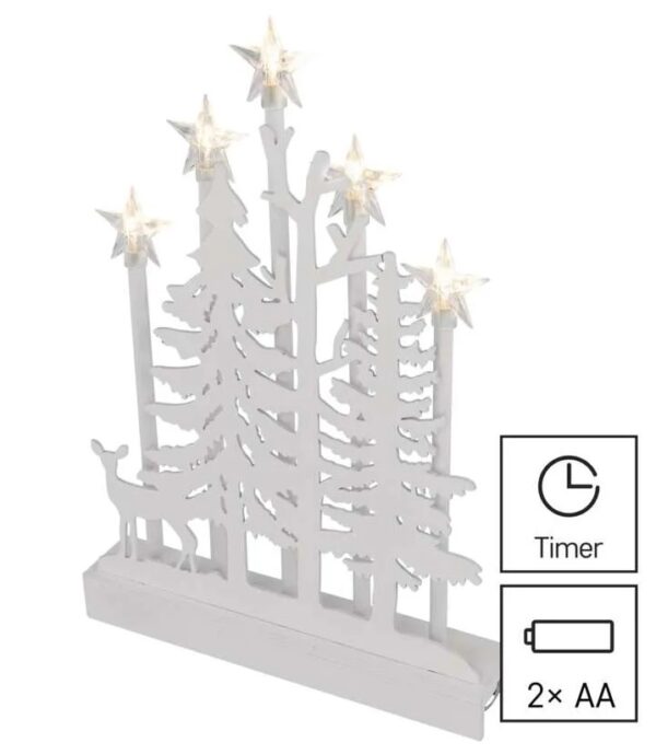 LED 5 advendiküünal Forest valge 24x35,5cm 2xAA, taimer WW IP20 EMOS - Image 3