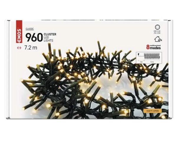LED 960 valguskett Cluster 7,2m WW IP44 EMOS — изображение 3