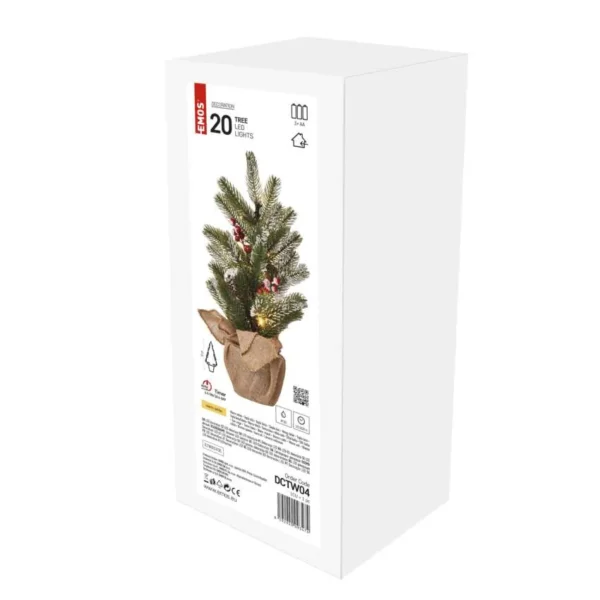 LED 20 kunstkuusk marjad+lumi 52cm 3xAA WW IP20 EMOS - Image 2
