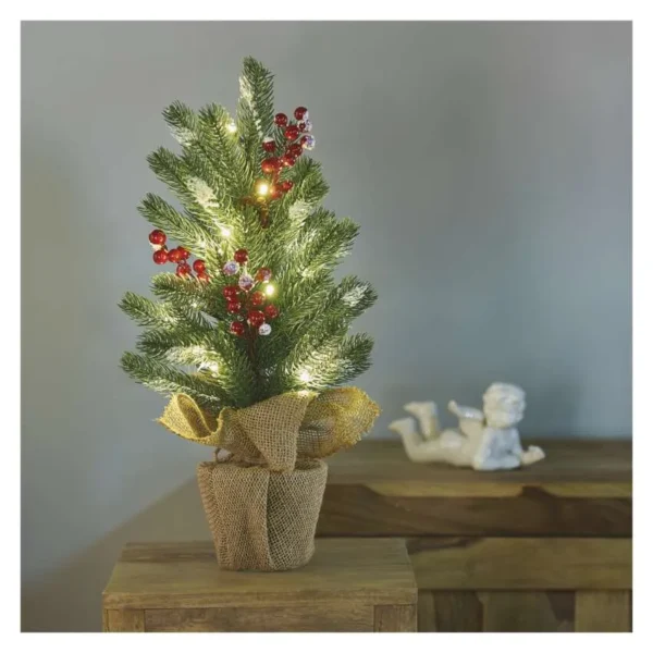 LED 20 kunstkuusk marjad+lumi 52cm 3xAA WW IP20 EMOS