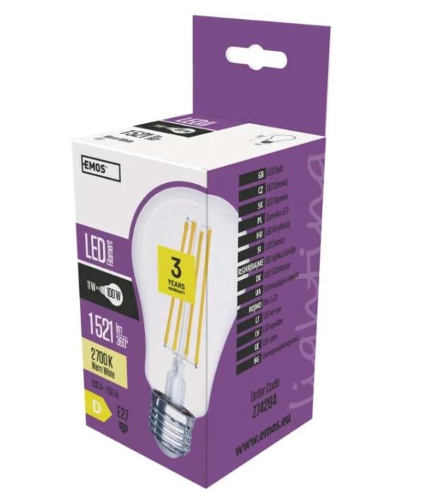 LED pirn 11W/E27 Filament A67 WW D EMOS - Image 2
