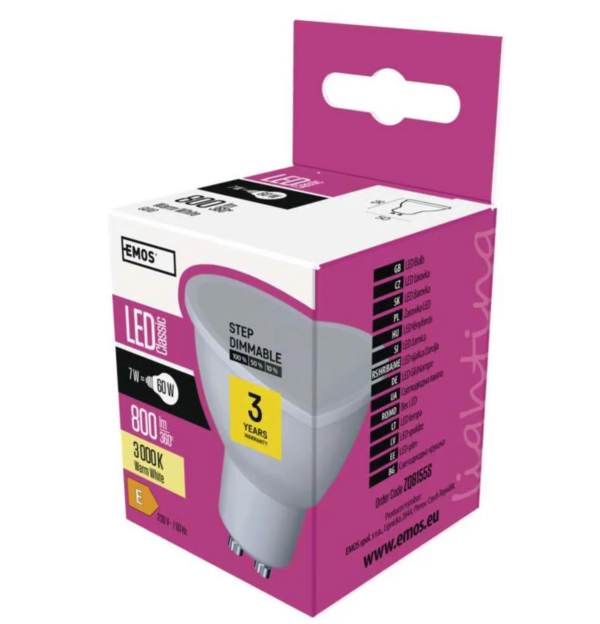 LED pirn 7W GU10 WW 3 STEP DIMMERDATAV EMOS - Image 5