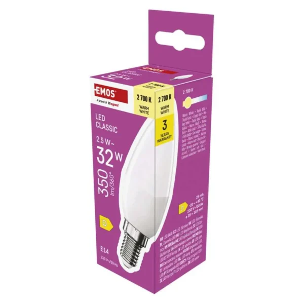 LED pirn 2,5W E14 WW küünal CLS EMOS - Image 4