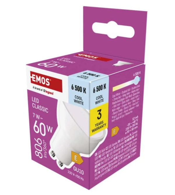 LED pirn 7W GU10 MR16 CW Classic EMOS - Image 4