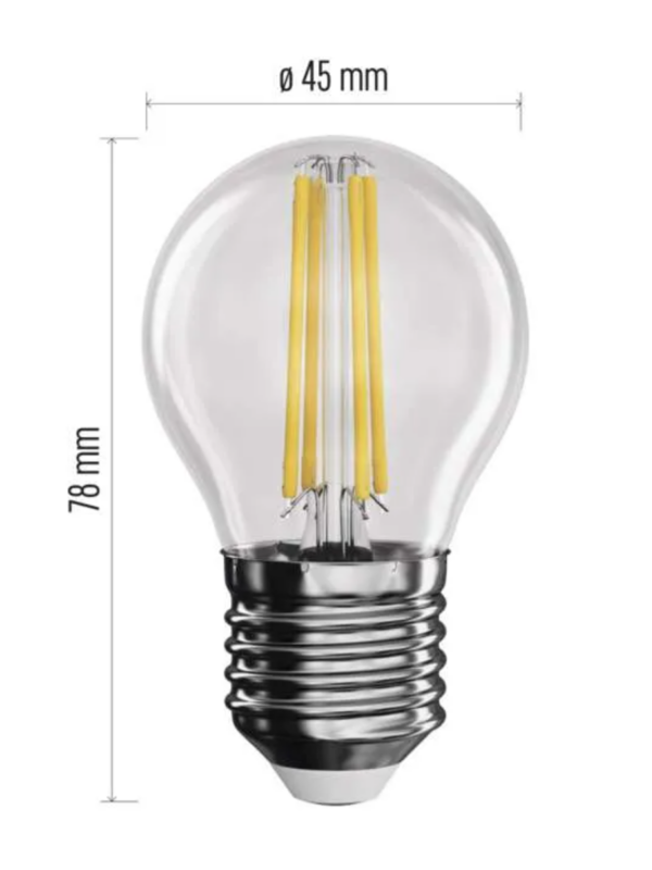 LED pirn 3,4W (40W) E27 filament miniglobe WW EMOS - Image 2