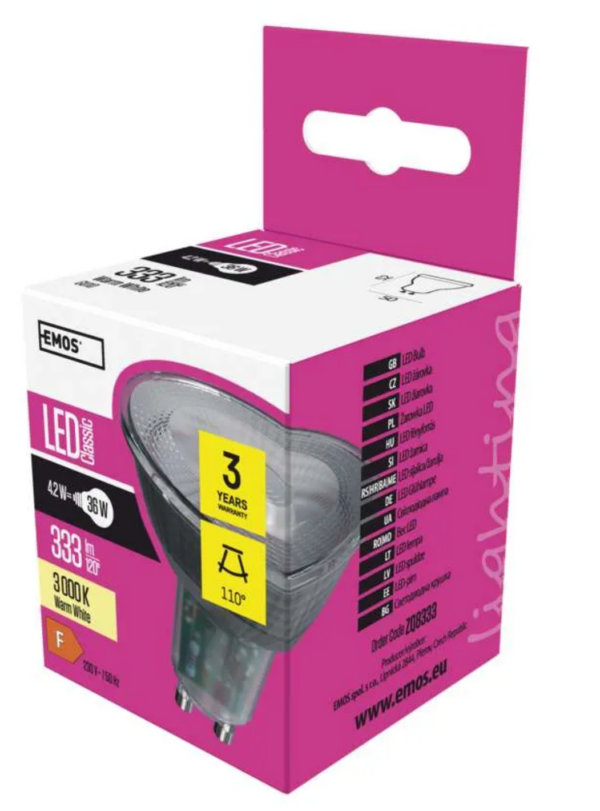 LED pirn 4,2W (36W) GU10 MR16 WW Classic EMOS