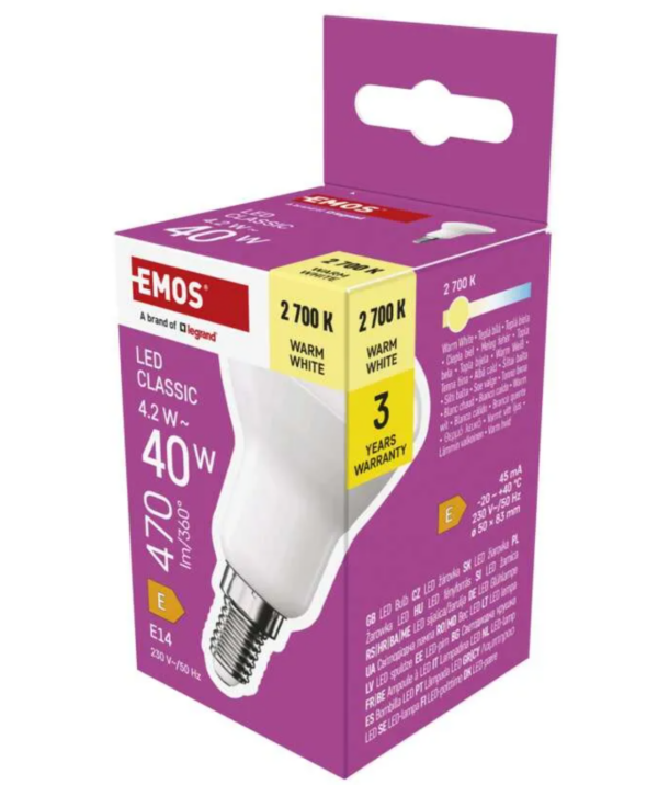 LED лампа 4.2W (40W) E14 R50 Warm White
