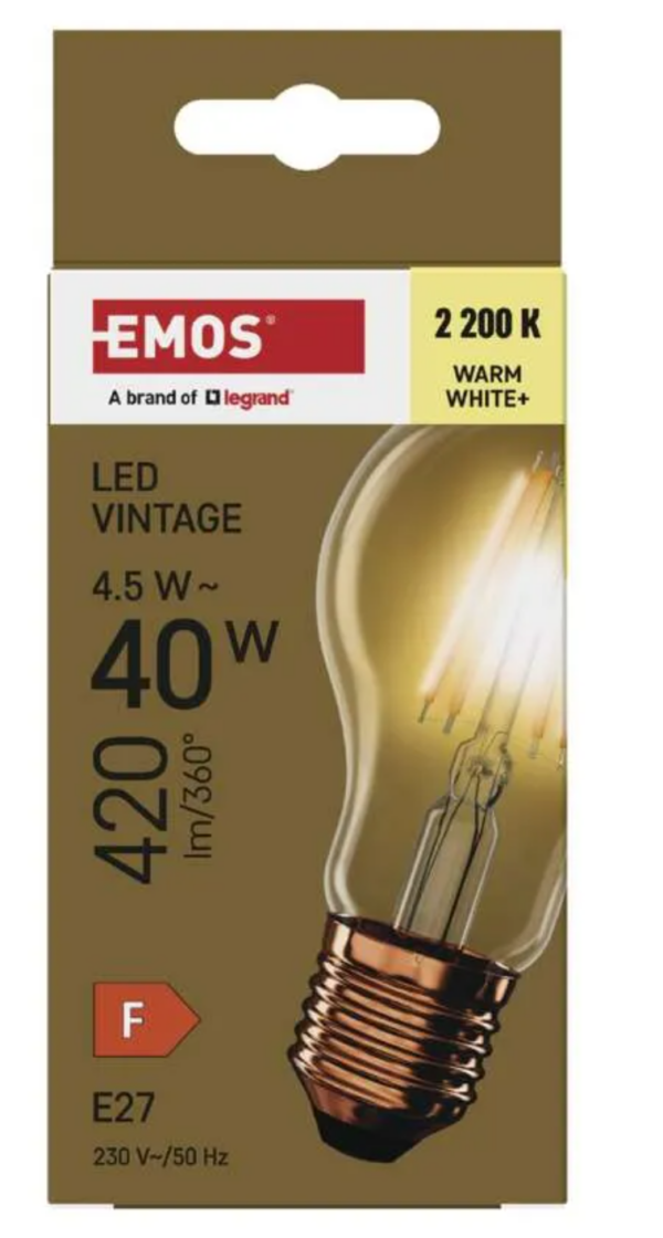 LED pirn 4,5W E27 A60 Vintage EMOS - Image 4