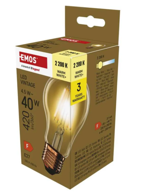 LED pirn 4,5W E27 A60 Vintage EMOS