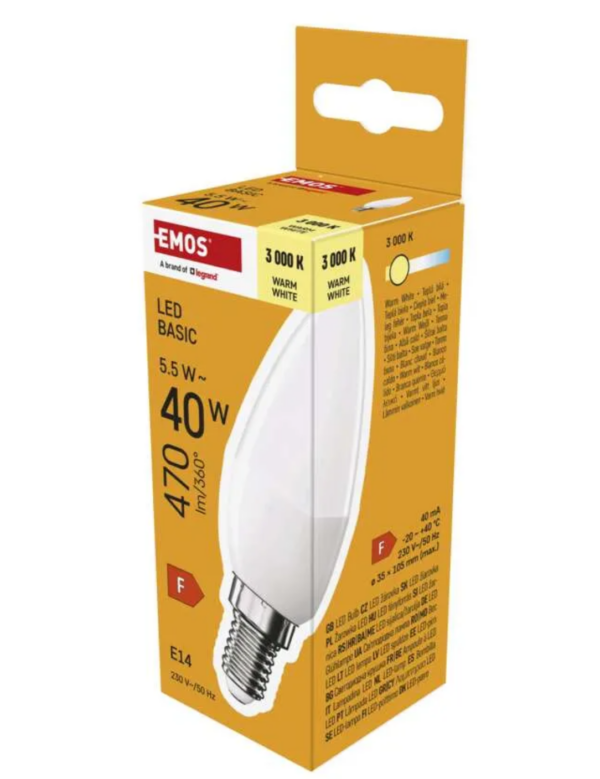 LED pirn 5,5W (40W) E14 küünal 470lm WW EMOS