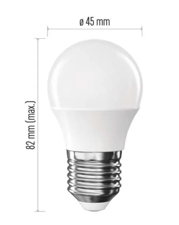 LED pirn 5,5W (40W) E27 miniglobe 470lm WW EMOS - Image 2