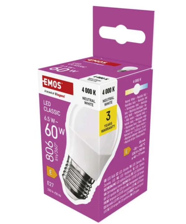 LED лампа 6.5W (60W) E27 MiniGlobe Neutral White