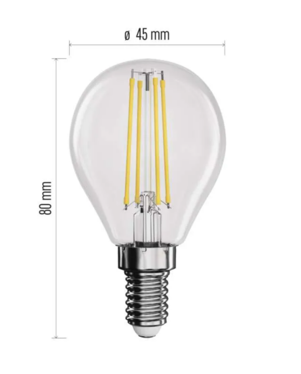 LED pirn 6W (60W) E14 810lm filament miniglobe NW EMOS - Image 3