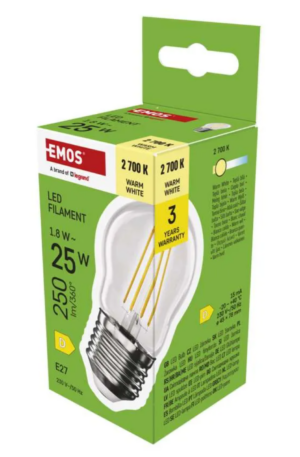 LED pirn 1,8W (25W) E27 WW MiniGlobe Filament EMOS