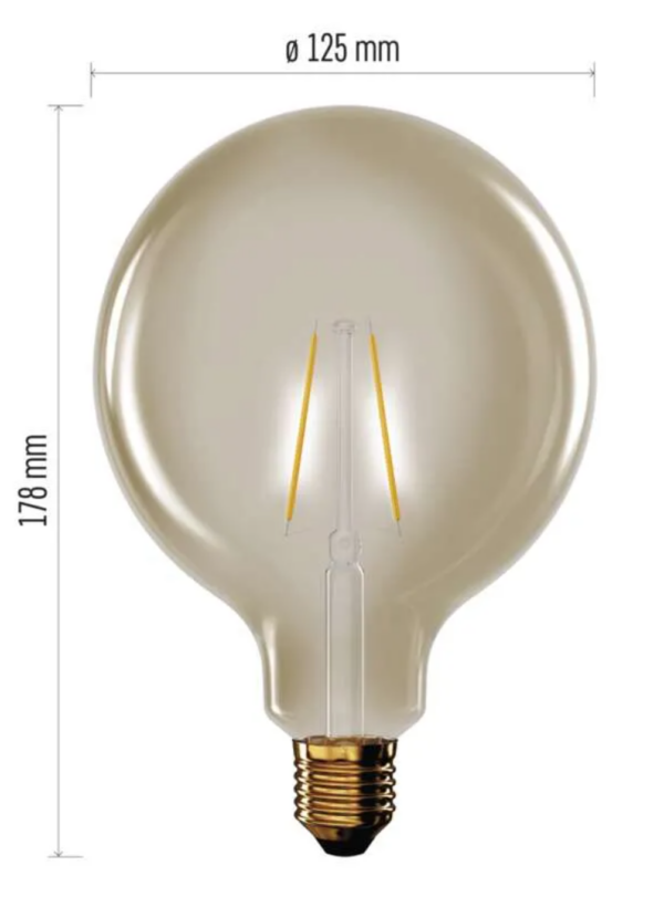 LED pirn 4,5W (40W) E27 G125 WW Vintage EMOS - Image 2
