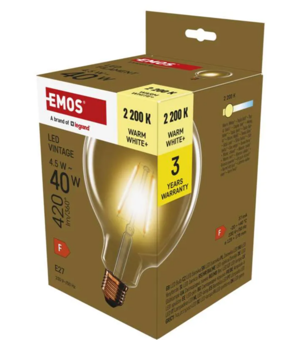 LED pirn 4,5W (40W) E27 G125 WW Vintage EMOS