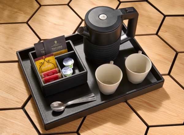 Corby Highland Leatherette Compact Hospitality Tray, Black - Image 2