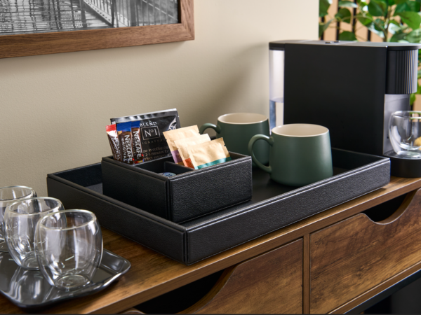 Corby Highland Leatherette Compact Hospitality Tray, Black - Image 6