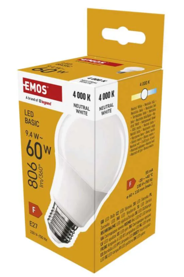 LED Bulb 9.4W (60W) E27 A60 Neutral White